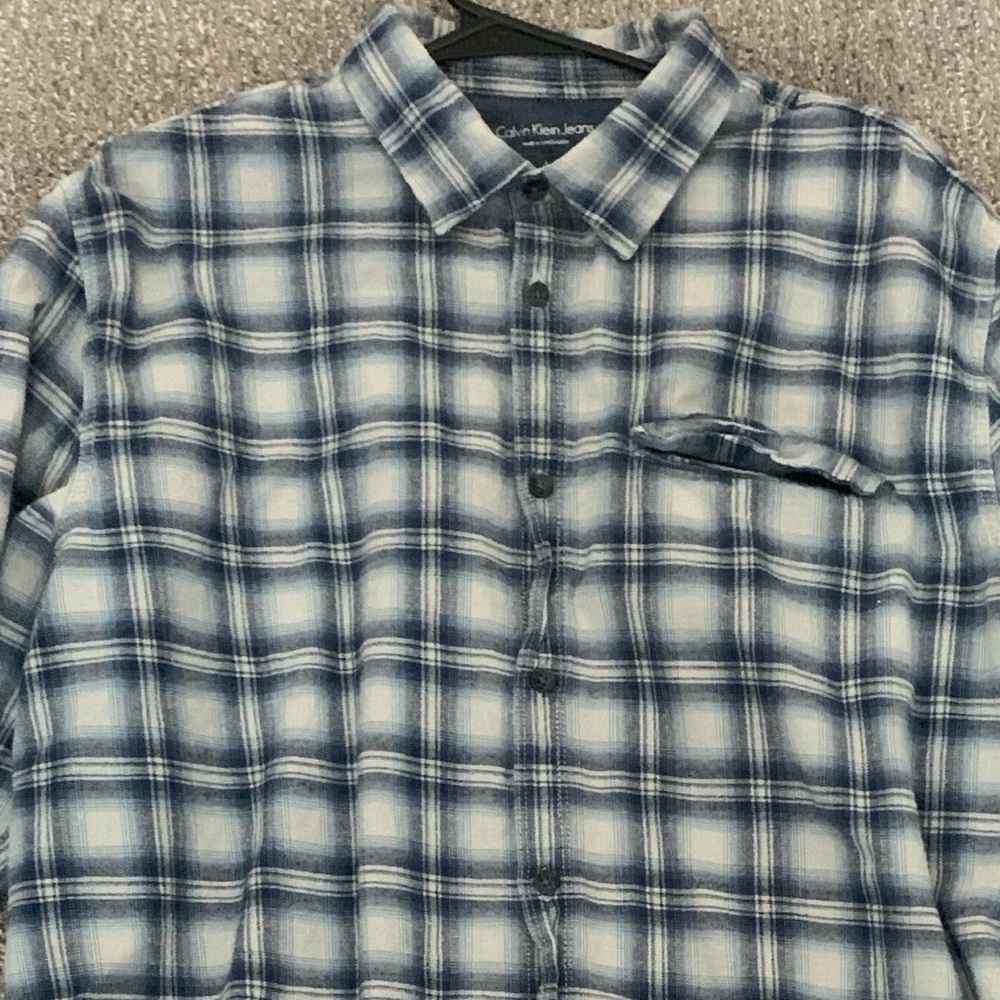 Calvin Klein Blue Plaid Men's Shirt